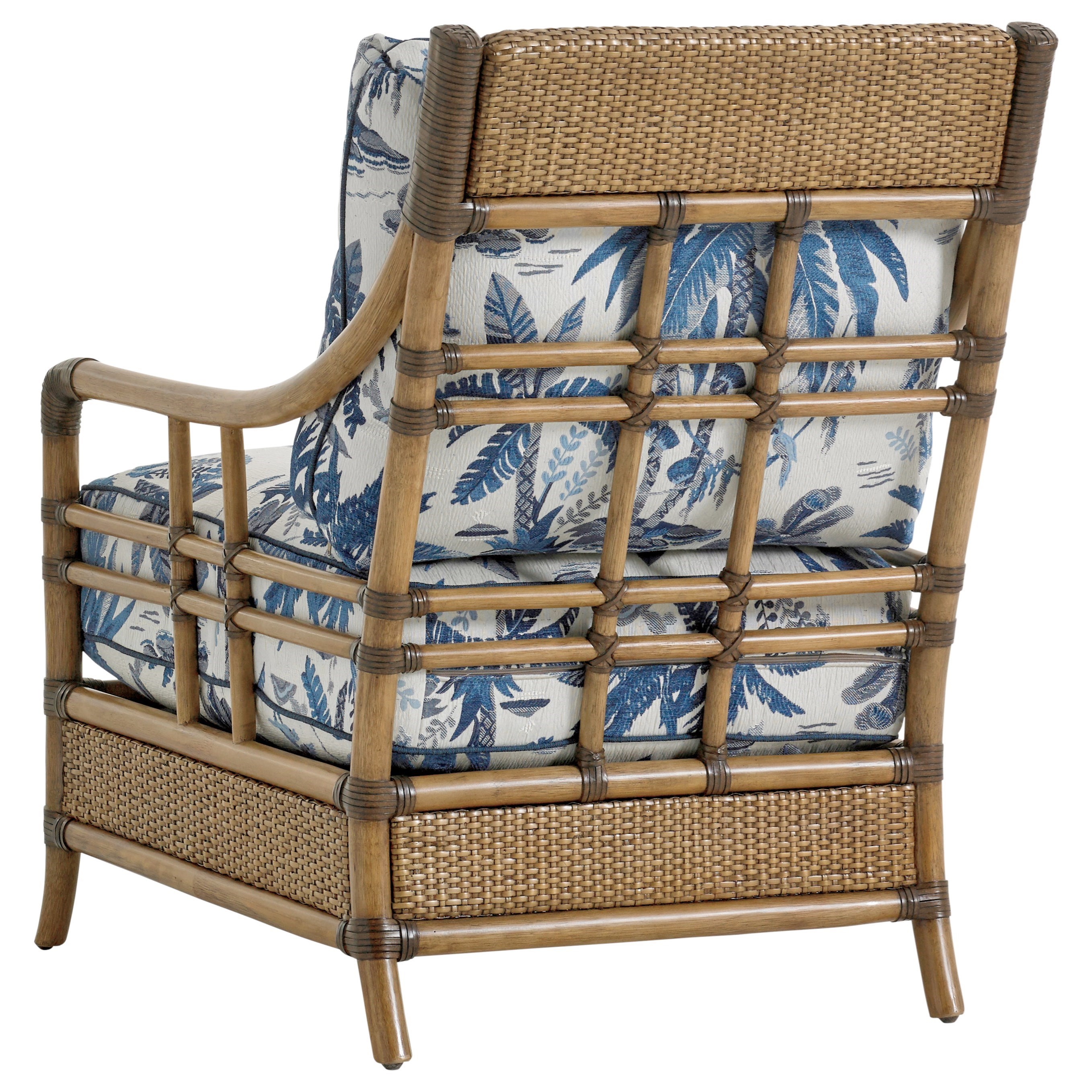 Tommy Bahama Home Twin Palms Seagate Rattan Chair and Ottoman Set